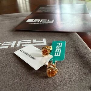 Effy Citrine Heart Stud Earrings